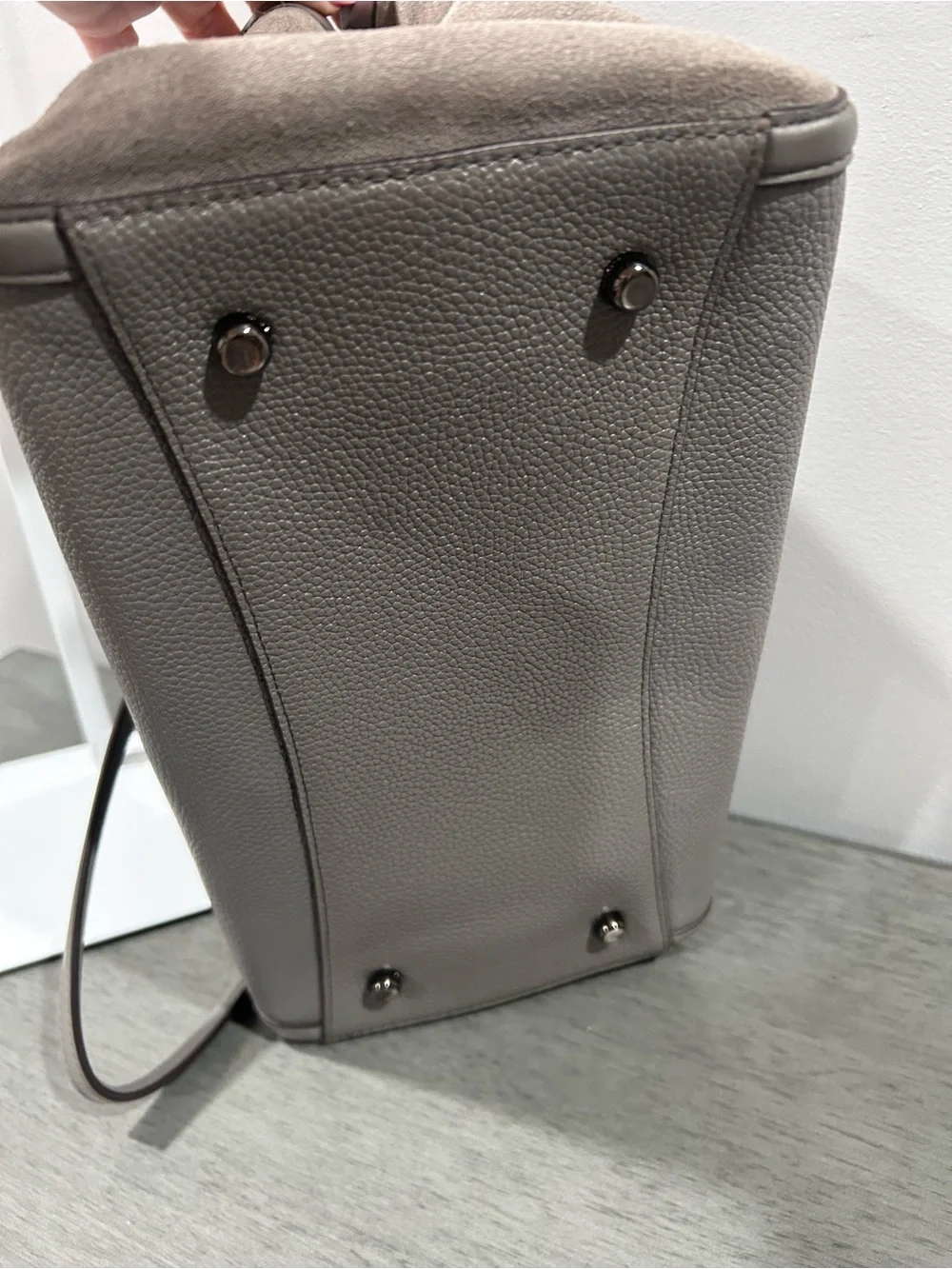 Coach Pebbled Leather Shoulder Bag in Light Gray